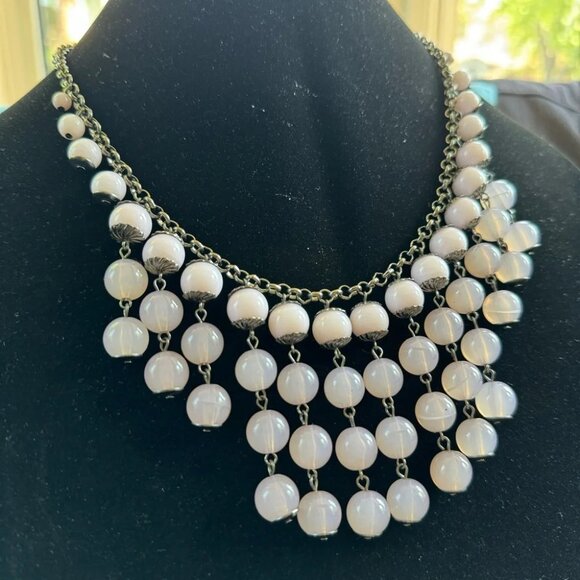 Purple Lilac Glass Bead Bib Plastron Necklace - Picture 3 of 8